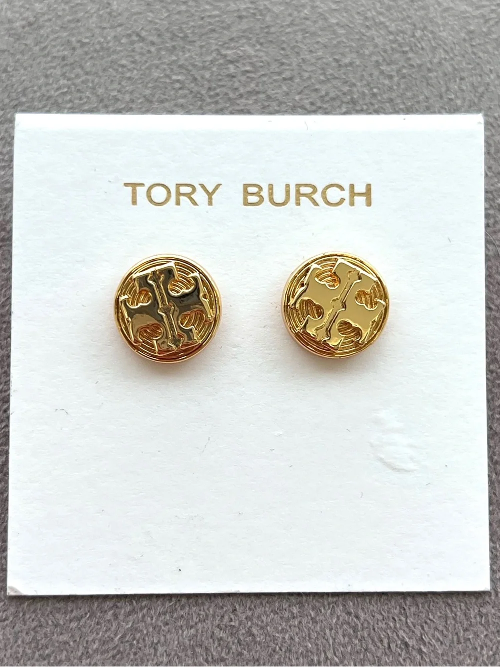 Tory Burch Livia Gold Logo Stud Earrings